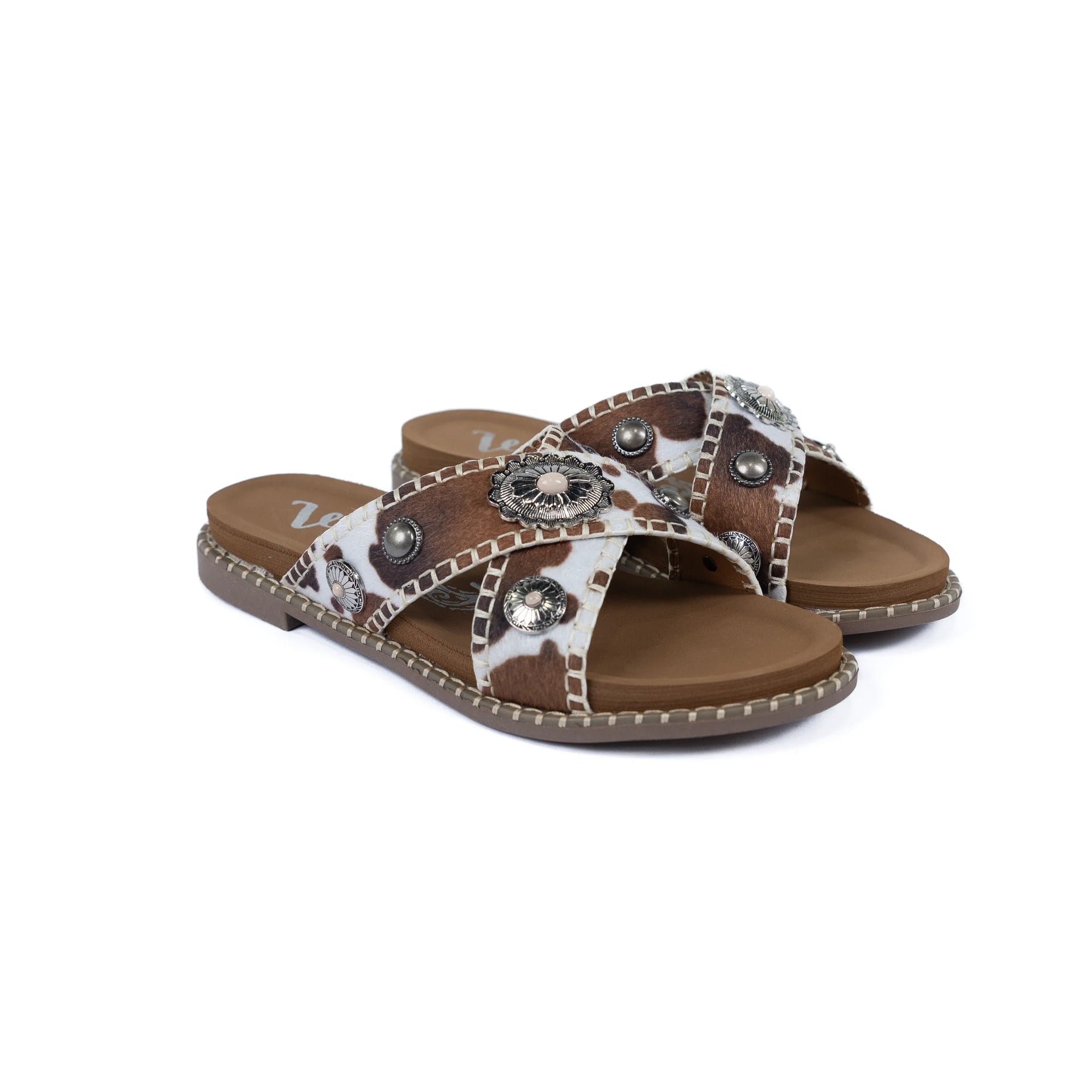 ペロスパ Women's Very G Betsy Cream Tan Crossed Open Toe Sandals VGSA0479