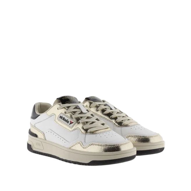 Women's Victoria White and Gold Tennis Shoes 8800121
