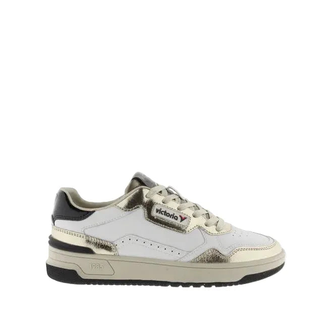 Women's Victoria White and Gold Tennis Shoes 8800121