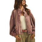 Women's Washed Vintage Ribbed Knit Trim Cardigan Jacket DJ3019-01