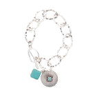 Women's West & Co 7" Silver Chunky Chain Bracelet with Concho Charm and Toggle Closure BR1522S