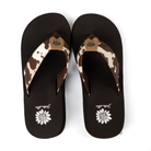 Women's Yellow Box Flexter Cow Print Flip Flops 66355-COW