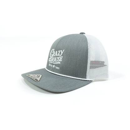 Crazy House Grey and White Mesh Snapback Cap