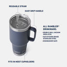 Yeti 35OZ Rescue Red Straw Mug Tumbler YRAM35STM-RR