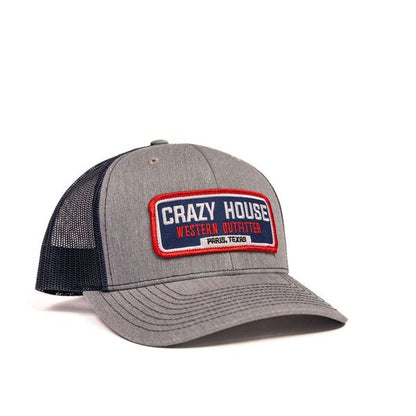 Grey Trucker Snapback with Outfitter Patch - Crazy House Western Wear
